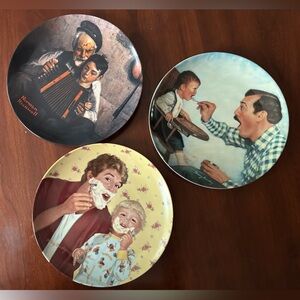 Set of Three Decorative Collectible Plates with Vintage Art—Knowles—Limited Rare